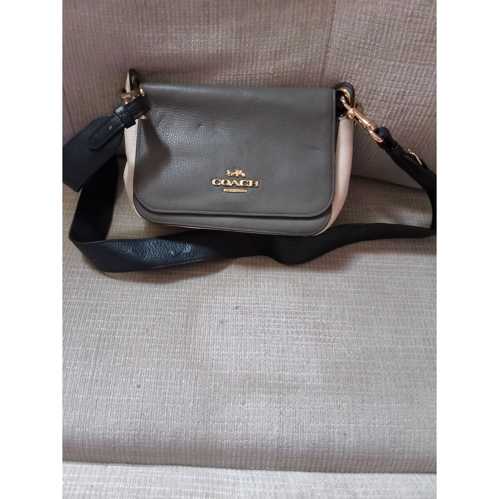 16. Coach Grey Colorblock Pebbled Leather Crossbody Bag F76698